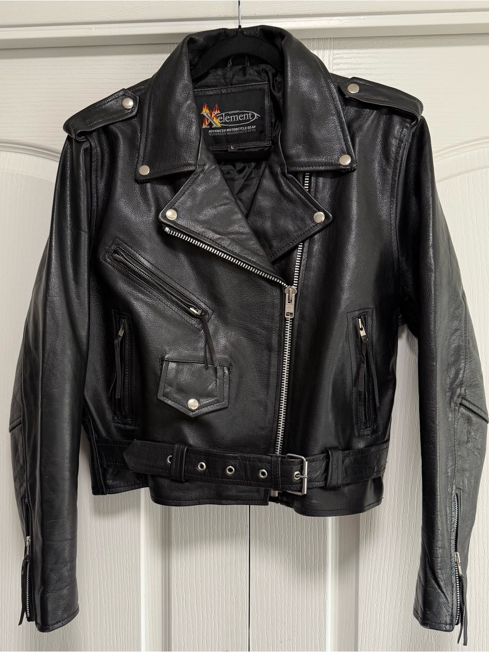 EXELMENT Women’s Leather Biker Jacket